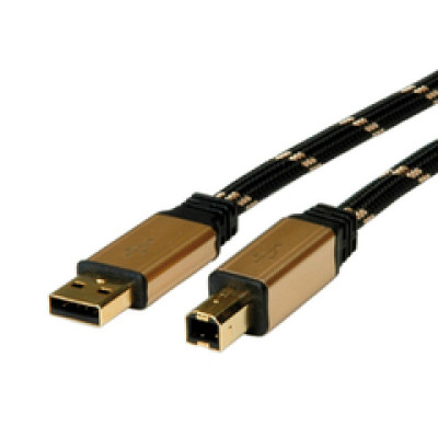 Roline GOLD USB2.0 kabel TIP A/B M/M, 4.5m, crno/zlatni  /  11.02.8805